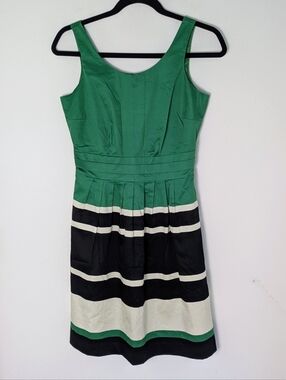 NWT The Limited Kelly Green Sleeveless Dress Sz 0 Green Stripes Fit And Flare
